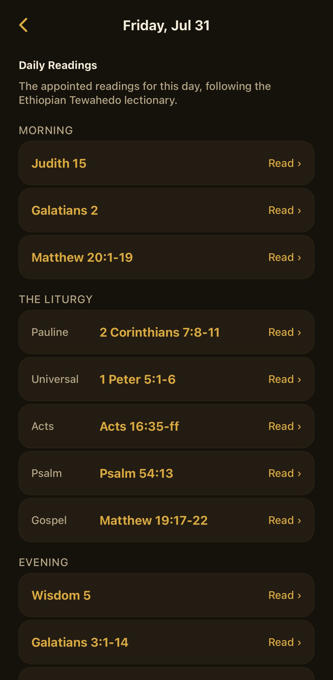Gedam: The day's readings